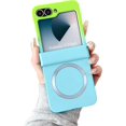thumbnail image 1 of Magnetic Case for Samsung Galaxy Z Flip 5 Case Hinge Protection & Luxury Gradient Desgin, [Compatible with MagSafe] Full Body Anti-Scratch Slim Soft Rubber Shockproof Case, Green&Blue, 1 of 8