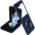 thumbnail image 1 of Magnetic Case for Samsung Galaxy Z Flip 5 Case with Kickstand & Ring Holder, [Compatible with MagSafe] Carbon Fiber Slim Ultra Aramid Fiber Anti-Scratch Shockproof Case, Blue&Purple, 1 of 8