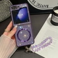 thumbnail image 1 of Magnetic Case for Samsung Galaxy Z Flip 6 Case, Compatible with MagSafe Wireless Charger, Diamond Glitter Sparkly Back Slim Fit Cover with Beads Chain for Samsung Galaxy Z Flip 6, Purple, 1 of 7