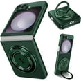 thumbnail image 1 of Magnetic Case for Samsung Galaxy Z Flip 6 Case with Kickstand & Ring Holder, [Compatible with MagSafe Charging] Slim Ultra PC Back Scratch-Resistant Military Grade Shockproof Case, Green, 1 of 14