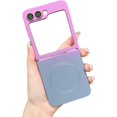 thumbnail image 1 of Magnetic Case for Samsung Galaxy Z Flip 6 Case [Compatible with MagSafe] Camera Protector & Luxury Gradient Ultra Slim Soft Silicone Shockproof Case for Women Men, Purple&Grey, 1 of 8