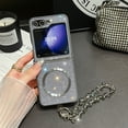 thumbnail image 1 of Magnetic Case for Samsung Galaxy Z Flip 7 Case, Compatible with MagSafe Wireless Charger, Diamond Glitter Sparkly Back Slim Fit Cover with Beads Chain for Samsung Galaxy Z Flip 7, Gray, 1 of 7