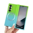 thumbnail image 1 of Magnetic Case for Samsung Galaxy Z Fold 3 Case Hinge Protection & Luxury Gradient Desgin, [Compatible with MagSafe] Full Body Anti-Scratch Slim Soft Rubber Shockproof Case, Green&Blue, 1 of 7