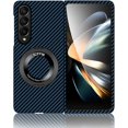 thumbnail image 1 of Magnetic Case for Samsung Galaxy Z Fold 3 Case with Kickstand & Ring Holder, [Compatible with MagSafe] Carbon Fiber Slim Ultra Aramid Fiber Anti-Scratch Shockproof Case, Blue, 1 of 8