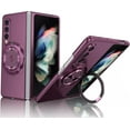 thumbnail image 1 of Magnetic Case for Samsung Galaxy Z Fold 3 Case with Kickstand & Ring Holder, [Compatible with MagSafe Charging] Slim Ultra PC Back Scratch-Resistant Military Grade Shockproof Case, Wine, 1 of 7