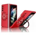 thumbnail image 1 of Magnetic Case for Samsung Galaxy Z Fold 3 Case with Kickstand & Ring Holder, [Compatible with MagSafe Charging] Slim Ultra PC Back Scratch-Resistant Military Grade Shockproof Case, Red, 1 of 14