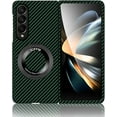 thumbnail image 1 of Magnetic Case for Samsung Galaxy Z Fold 3 Case with Kickstand & Ring Holder, [Compatible with MagSafe] Carbon Fiber Slim Ultra Aramid Fiber Anti-Scratch Shockproof Case, Green, 1 of 8
