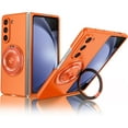 thumbnail image 1 of Magnetic Case for Samsung Galaxy Z Fold 5 Case with Kickstand & Ring Holder, [Compatible with MagSafe Charging] Slim Ultra PC Back Scratch-Resistant Military Grade Shockproof Case, Orange, 1 of 14