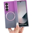 thumbnail image 1 of Magnetic Case for Samsung Galaxy Z Fold 6 Case Hinge Protection & Luxury Gradient Desgin, [Compatible with MagSafe] Full Body Anti-Scratch Slim Soft Rubber Shockproof Case, Purple&Grey, 1 of 7