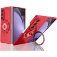 thumbnail image 1 of Magnetic Case for Samsung Galaxy Z Fold 6 Case with Kickstand & Ring Holder, [Compatible with MagSafe Charging] Slim Ultra PC Back Scratch-Resistant Military Grade Shockproof Case, Red, 1 of 14