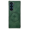 thumbnail image 1 of Magnetic Case for Samsung Galaxy Z Fold 6 Case PU Leather Thin Slim Case Soft Bumper Anti-Fingerprint Shockproof Protective Phone Cover Compatible with Magsafe, Plain Anti-Scratch Retro Style,Green, 1 of 11