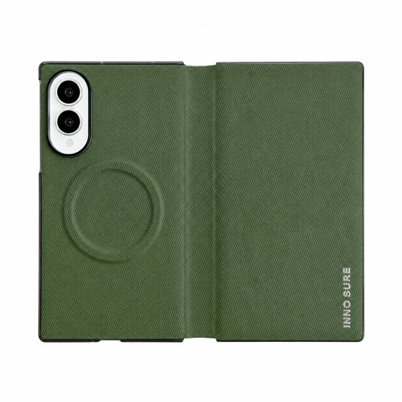 Magnetic Case For Samsung Galaxy Z Fold8, Premium Woven Fabric PU Leather Wallet Folio Cover Compatible with MagSafe Wireless Charging, Full Protective Shockproof Durable Shell, Green