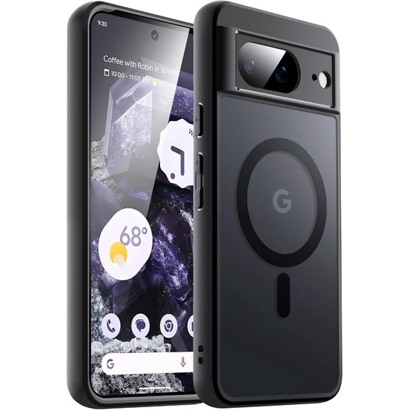 Magnetic Case for Google Pixel 8 6.2-Inch 2023, Compatible with MagSafe, Translucent Matte Back Shockproof Phone Cover (Obsidian)