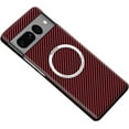 thumbnail image 1 of Magnetic Case for Google Pixel 8A Case Compatible with MagSafe Charger Carbon Fiber Slim Ultra Anti-Scratch Shockproof Cover, Red, 1 of 8
