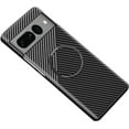 thumbnail image 1 of Magnetic Case for Google Pixel 9 Case Compatible with MagSafe Charger Carbon Fiber Slim Ultra Anti-Scratch Shockproof Cover, Black&Silver, 1 of 8
