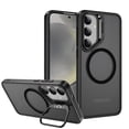 thumbnail image 1 of Meifei Magnetic Case for Samsung Galaxy S24 5G 6.2 inch (SM‑S921U, S921U1) ONLY, Hidden Stand Slim Shockproof Hard Back Soft Edge Protective Cover, Black, 1 of 9