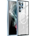 thumbnail image 1 of Magnetic Case for Samsung Galaxy S24 Compatible with Magsafe Metal Bumper Frame Magnetic Adsorption Full Body Protective Case with Safety Lock, Blue, 1 of 6
