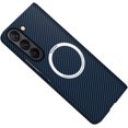 thumbnail image 1 of Magnetic Case for Samsung Galaxy Z Fold 6 5G Case Compatible with MagSafe Charger Carbon Fiber Slim Ultra Anti-Scratch Shockproof Cover, Blue, 1 of 8