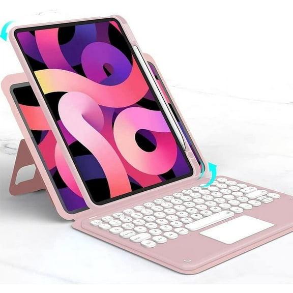Magnetic Case for iPad Mini 6th Generation Vertical Keyboard Case with Touchpad Cute Color Keyboard Detachable Clear Back Cover with Pencil Holder