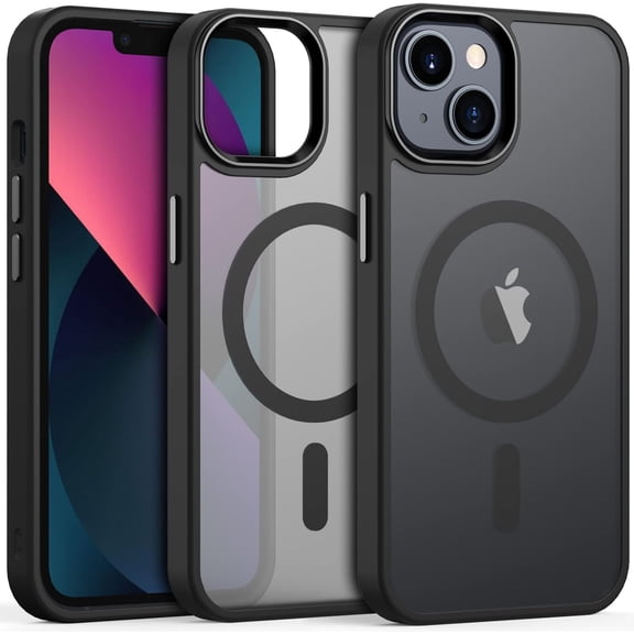 Magnetic Case for iPhone 13 Case, [Compatible with MagSafe] [Military Grade Proof Protection] Slim Thin Translucent Matte Case for iPhone 13 (Black)
