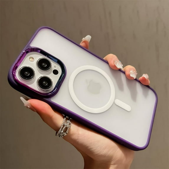 Magnetic Case for iPhone 14 13 12 11 Pro Max 14 Plus Compatible with Magsafe Matte Translucent Hard Cover (Dark Purple,for iPhone 12 Pro)