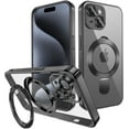 thumbnail image 1 of Magnetic Case for iPhone 15 Case Magsafe with Invisible Kickstand Plating 10FT Shockproof Soft Rubber Clear Protective Phone Case (Black), 1 of 12