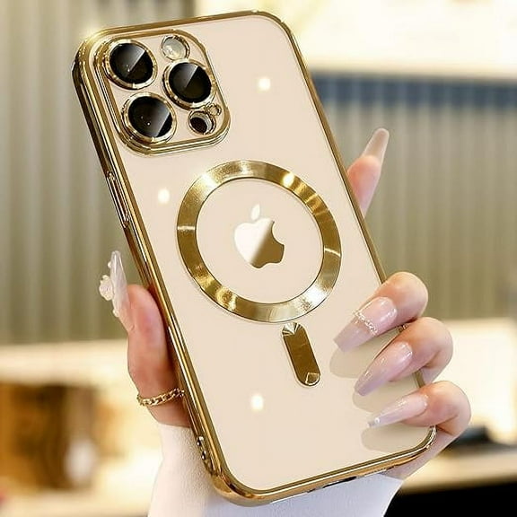 Magnetic Case for iPhone 15 Pro Max Case Slim [Compatible with Magsafe] [Not Yellowing] Slim for iPhone 15 ProMax Case Gold