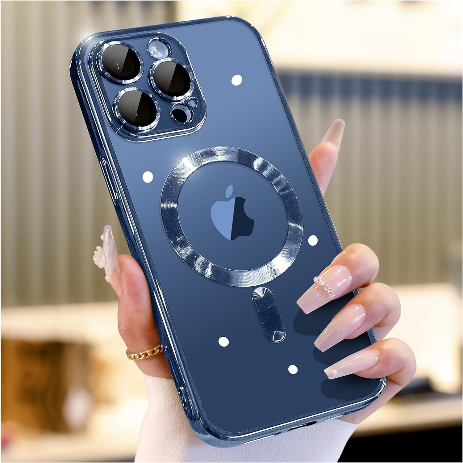 ✨iPhone 15ProMaxケース Magsafe ネイビーブルー スタンド Smile Magnetic Case for iPhone 15 Pro Max, Slim Navy Blue, Magsafe