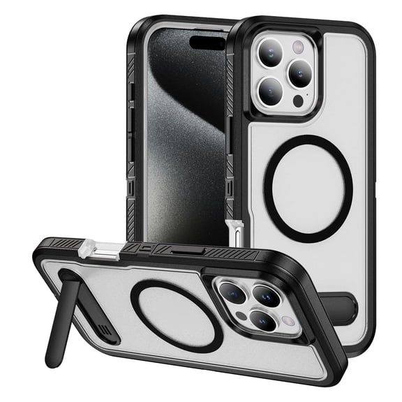Magnetic Case for iPhone 16 Pro Max/16 Pro/16 Plus/16, Foldable Stand Phone Case Shockproof Wireless Charging Shell
