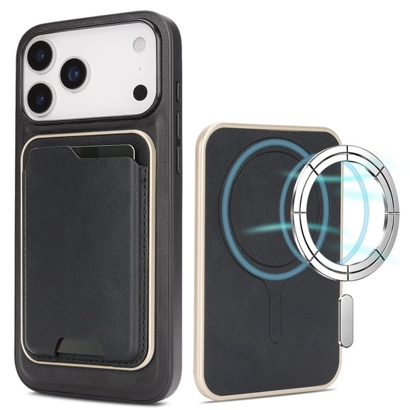 Magnetic Case for iPhone 17 Pro Max, Separate Card Slots, Leather Cover Slim Silicone Soft Edge Anti-Fall Shell