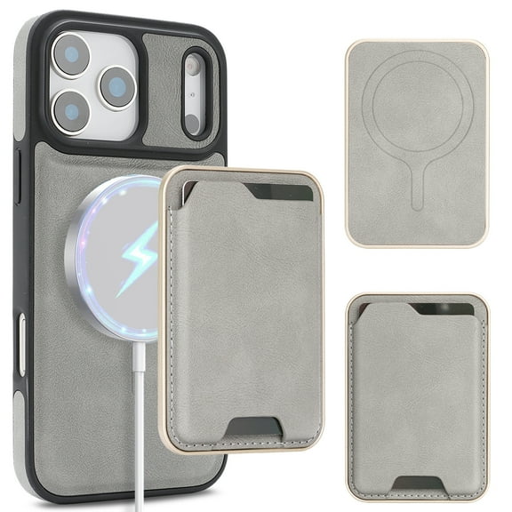 Magnetic Case for iPhone 17 Pro Max, Separate Card Slots, Leather Cover Slim Silicone Soft Edge Anti-Fall Shell