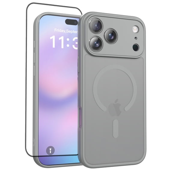 Magnetic Case for iPhone 17 Pro Max,Shockproof Slim Cover Full Covered Camera Protection Slim Drop Proof Durable Protective Cases - Gray