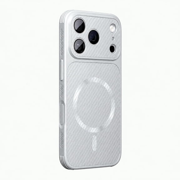 Magnetic Case for iPhone 18 Pro, Compatible with MagSafe, Slim Carbon Fiber Pattern Heat Dissipation Shockproof Phone Cover,Gray