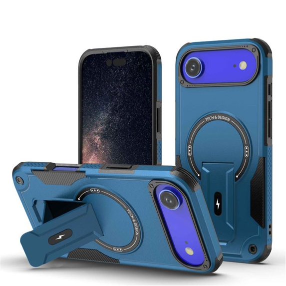 Magnetic Case for iPhone Air 6.5" Compatible with MagSafe, Invisible Kickstand, Rugged Shockproof Phone Cover,Blue,For iPhone Air