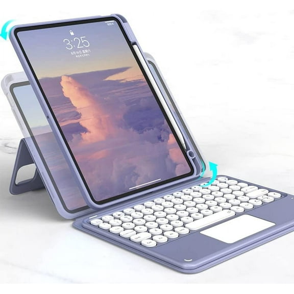 Magnetic Case for iPad Air 5 2022/ Air 4 10.9 inch 2020/ iPad Pro 11 Vertical Keyboard Case with Touchpad Cute Color Keyboard Detachable Clear Back Cover with Pencil Holder