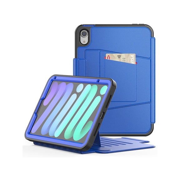 Magnetic Case for iPad mini 7 (A17 Pro) 2024 / Mini 6 2021 8.3 inch- Multiple Angle Shockproof Rugged Stand Case Soft TPU Back Cover with Pencil HolderCard Slot Auto Sleep Wake