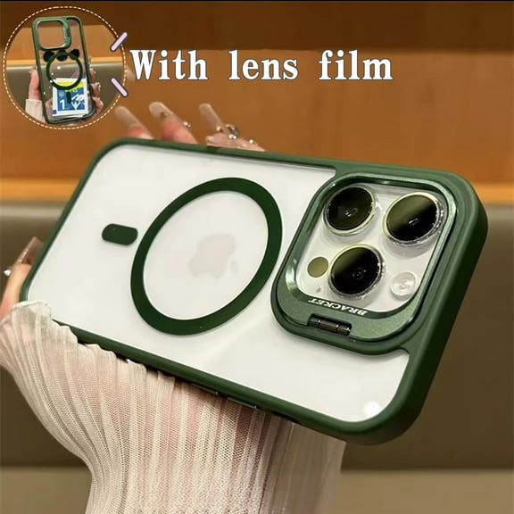 Magnetic Case for iPhone 11 [Compatible with MagSafe] With Buil-in Camera Ring Kickstand, Clear Cover Drop Shockproof Protective Ultra Slim Phone Case Cover With Lens Flim,Darkgreen