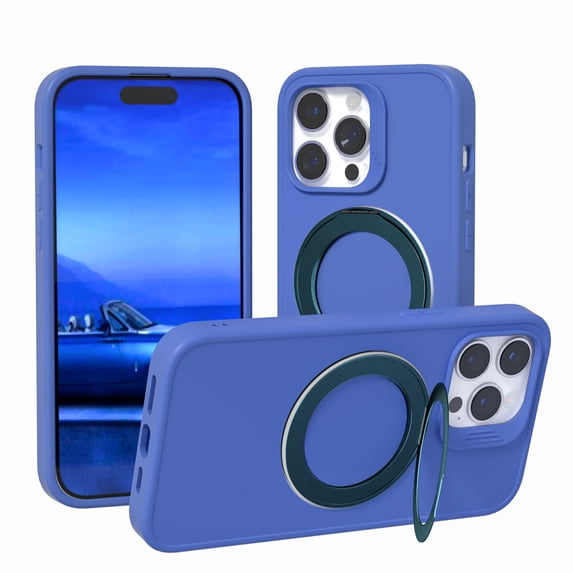 Magnetic Case for iPhone 11 with Hidden Ring Stand, Slim Kickstand Case Compatible with MagSafe Shockproof Soft Microfiber Lining Protective Case Cover for iPhone 11, Darkblue