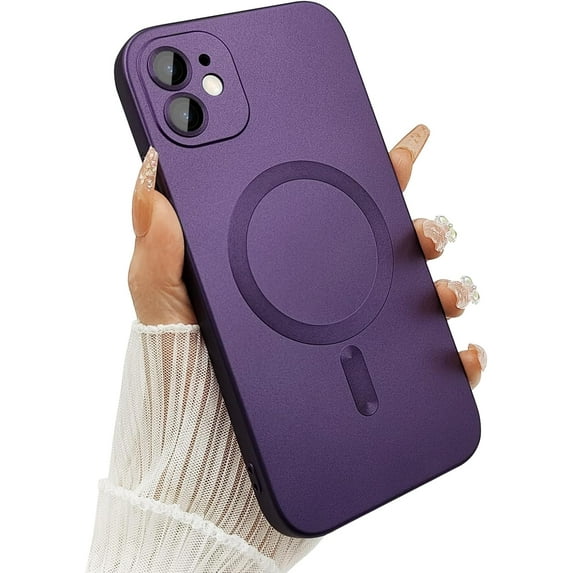 Magnetic Case for iPhone 11 Phone Case for Women/Men, Shockproof Matte Luxury Soft Metallic Luster Design with Camera Lens Protector, Compatible with Magsafe Case for iPhone 11 6.1"-Purple