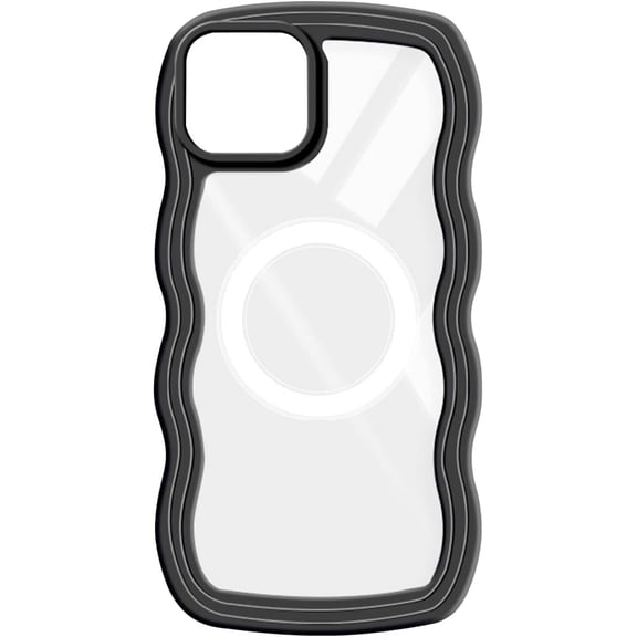 Magnetic Case for iPhone 11 Pro Case Cute Curly Wave Frame Shape Slim Translucent Back Anti-Fingerprint Shockproof Compatible with iPhone 11 Pro Case,Black Compatible with MagSafe