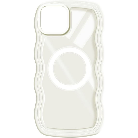 Magnetic Case for iPhone 11 Pro Case Cute Curly Wave Frame Shape Slim Translucent Back Anti-Fingerprint Shockproof Compatible with iPhone 11 Pro Case,White Compatible with MagSafe