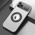 thumbnail image 1 of Magnetic Case for iPhone 11 Pro Max,Compatible with Magsafe,Shockproof Rugged Anti-Scratch Metal Camera Lens Protection Logo Window View Non-slip PC Back TPU Edge Slim Phone Case,Silver, 1 of 11