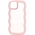 thumbnail image 1 of Magnetic Case for iPhone 11 Pro Max Case Cute Curly Wave Frame Shape Slim Translucent Back Anti-Fingerprint Shockproof Compatible with iPhone 11 Pro Max Case,Pink Compatible with MagSafe, 1 of 8
