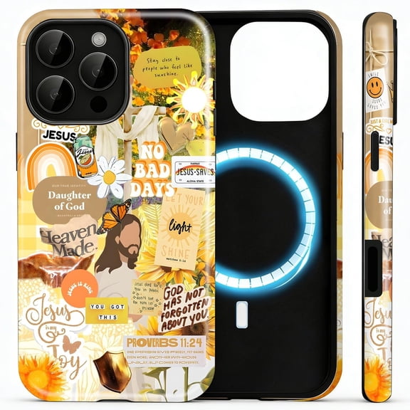 Magnetic Case for iPhone 12/12Pro, Jesus Sacred Blessings & Beautiful Goodness, Shockproof Glossy 2 in 1 Dual Layer, MagSafe Compatible Protective Phone Case for Women Men Boys