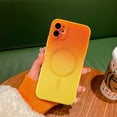 thumbnail image 1 of Magnetic Case for iPhone 12 6.1 inch, Bi-Color Case Compatible with MagSafe Charger Clear Cover with Camera Lens Protector Soft Silicon Phone Case - Orange Yellow, 1 of 14