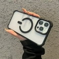thumbnail image 1 of Magnetic Case for iPhone 12, Compatible with Mag-Safe, Raised Corners Shockproof Military Grade Drop Protection Translucent Slim Rugged Phone Cover for iPhone 12, Black, 1 of 10