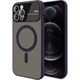 thumbnail image 1 of Magnetic Case for iPhone 12 Pro Max with Camera Lens Protector [Compatible with Magsafe] Shockproof Soft TPU & Hard Translucent Matte Back Protective Phone Case for iPhone 12 Pro Max Purple, 1 of 8
