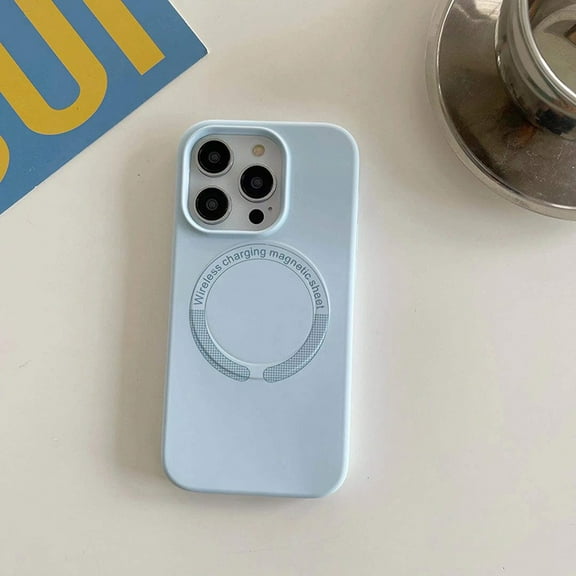 Magnetic Case for iPhone 12 Pro Max, Candy Color Soft Flexible Silicone Anti-Scratch Military Grade Shockproof Cover Compatible with MagSafe Wireless Charging Lens Protection Case,Lightblue