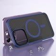 thumbnail image 1 of Magnetic Case for iPhone 12 Pro Max, Carbon Fiber TPU Shockproof Cover Compatible with MagSafe Wireless Charging Lens Protection, Slim Lightweight Anti-Fingerprints Metal Buttons Case,Darkblue, 1 of 11