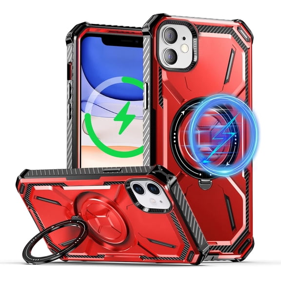 Magnetic Case for iPhone 12 Pro Max Case Compatible with MagSafe with Built-in Kickstand, Military Grade Heavy-Duty Protection Shockproof Protective Phone Case Cover – Army Green